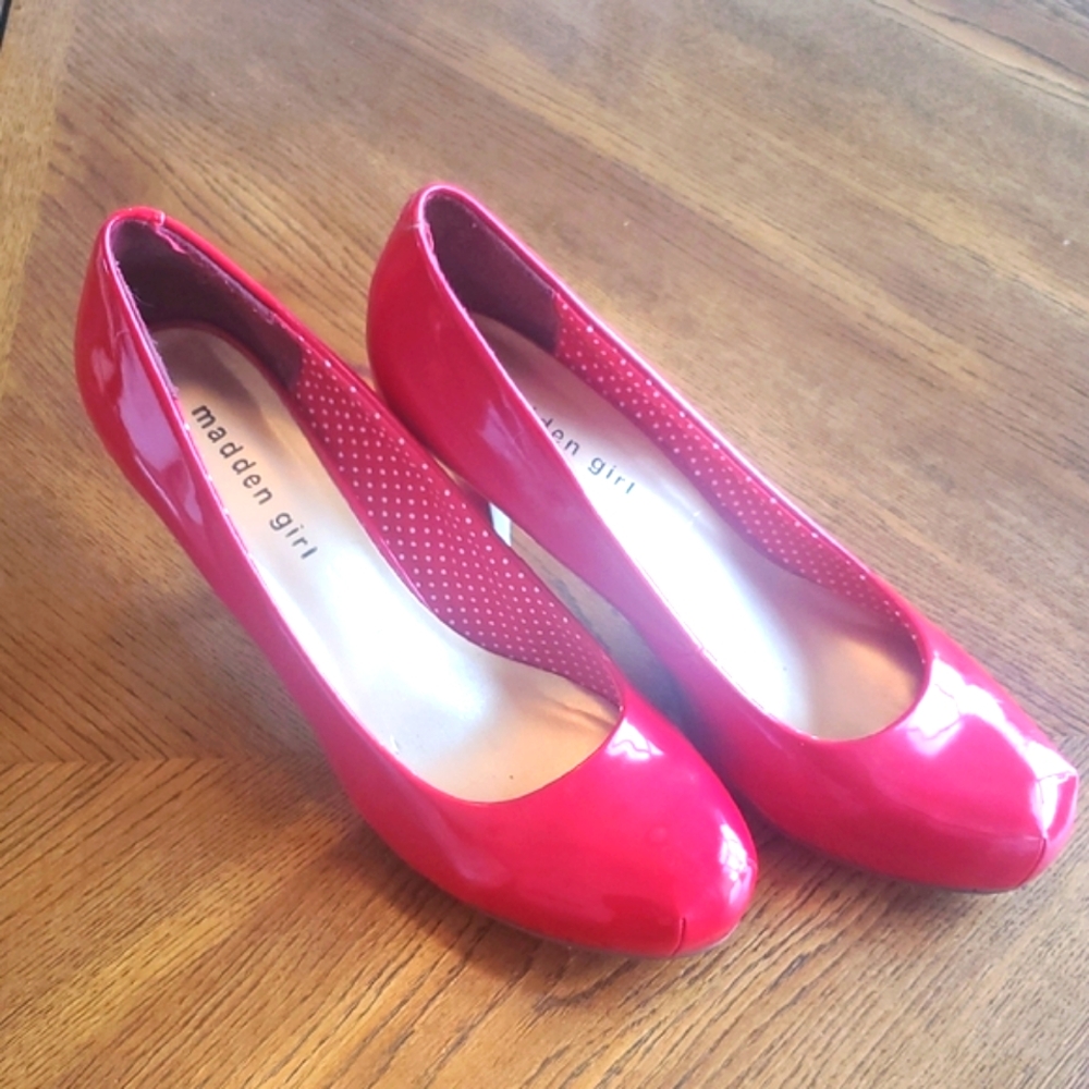 Madden Girl Darling Red Patent Leather Heels